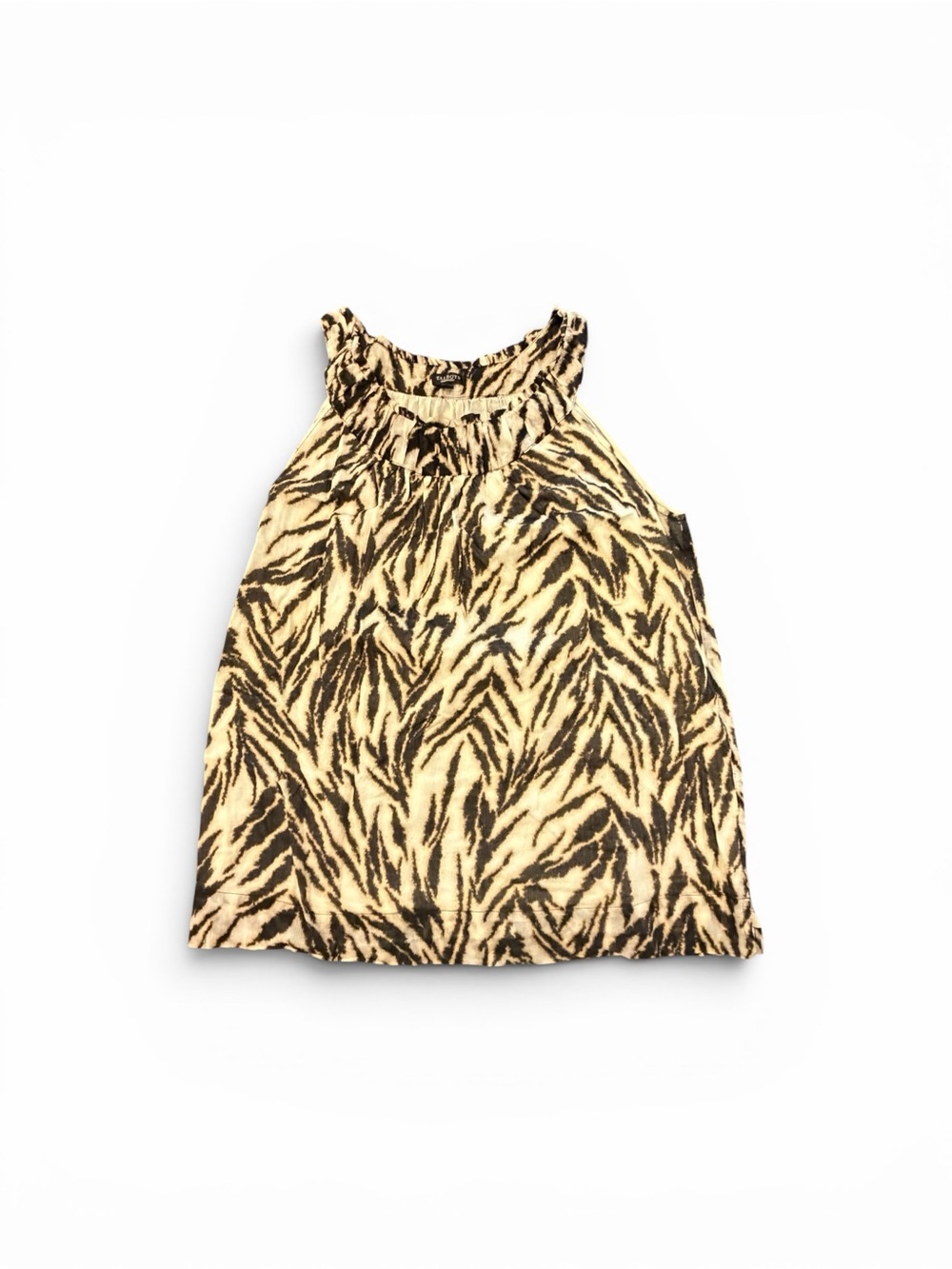 Talbots Sleeveless Ruffle Halter Top Size 6 Animal Print‎ Lined Cotton Blouse